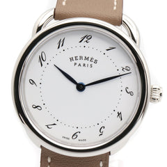 Hermes Arceau watch, stainless steel, leather strap, boys' size, white, AR5.510 — Very Good
