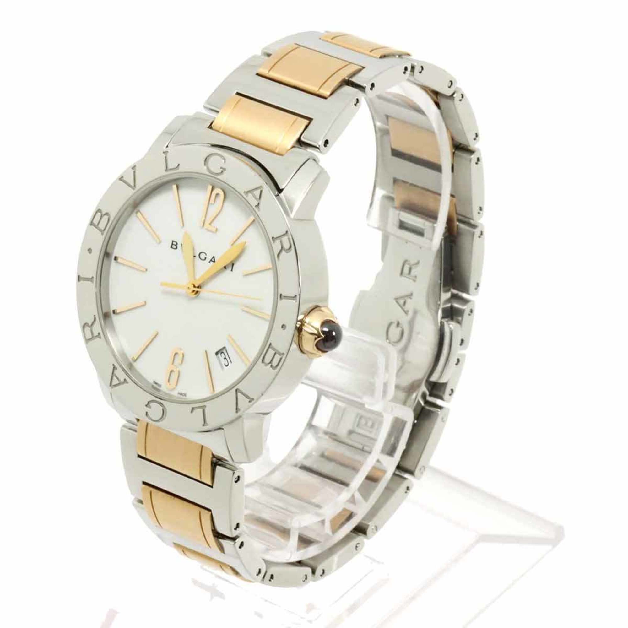 BVLGARI BBL37S Men's Watch PG Pink Gold Date White Automatic Self-winding — Very Good