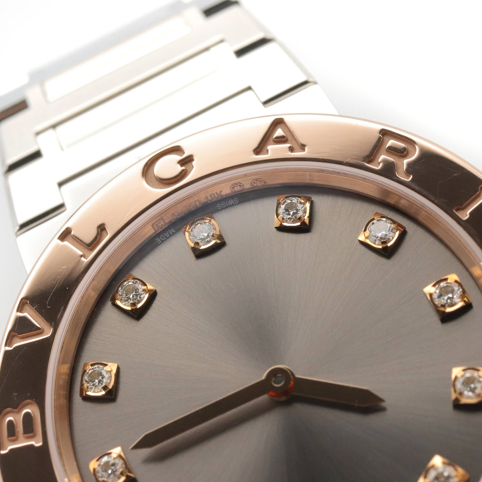 BVLGARI Bulgari 12-Diamond Watch, 18K Pink Gold (PG) Stainless Steel, Women's, Gray Tone, BBP33SG — Very Good