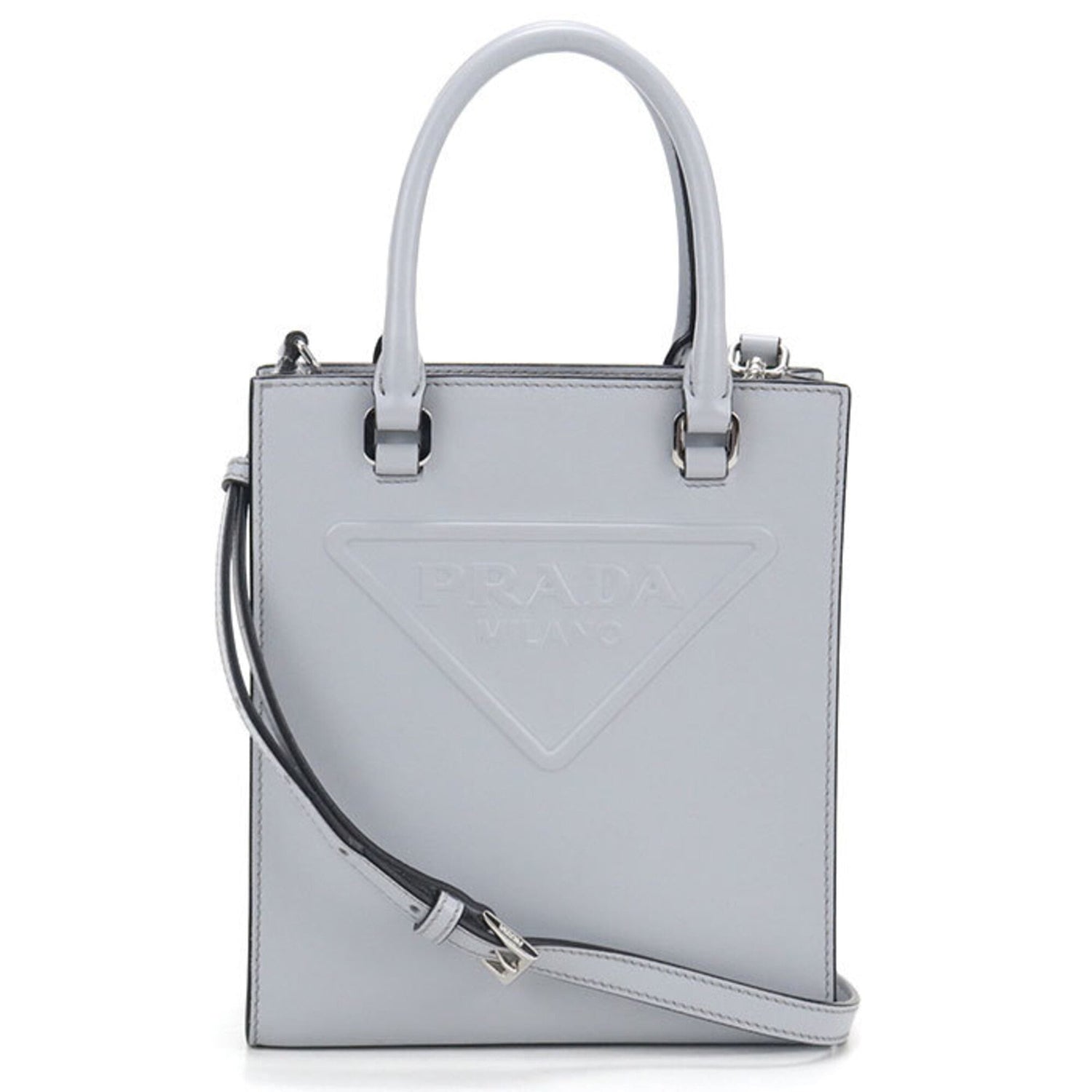 PRADA Prada Tote Bag 1BA333 2-Way Mini Triangle Logo Women's Blue