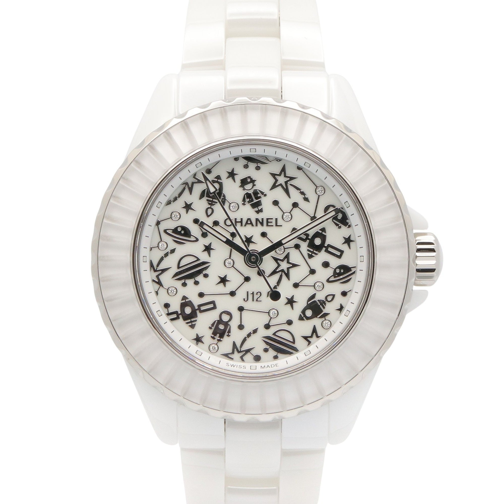 Chanel J12 Cosmic Ceramic Watch for Women, White (H7990) — Very Good