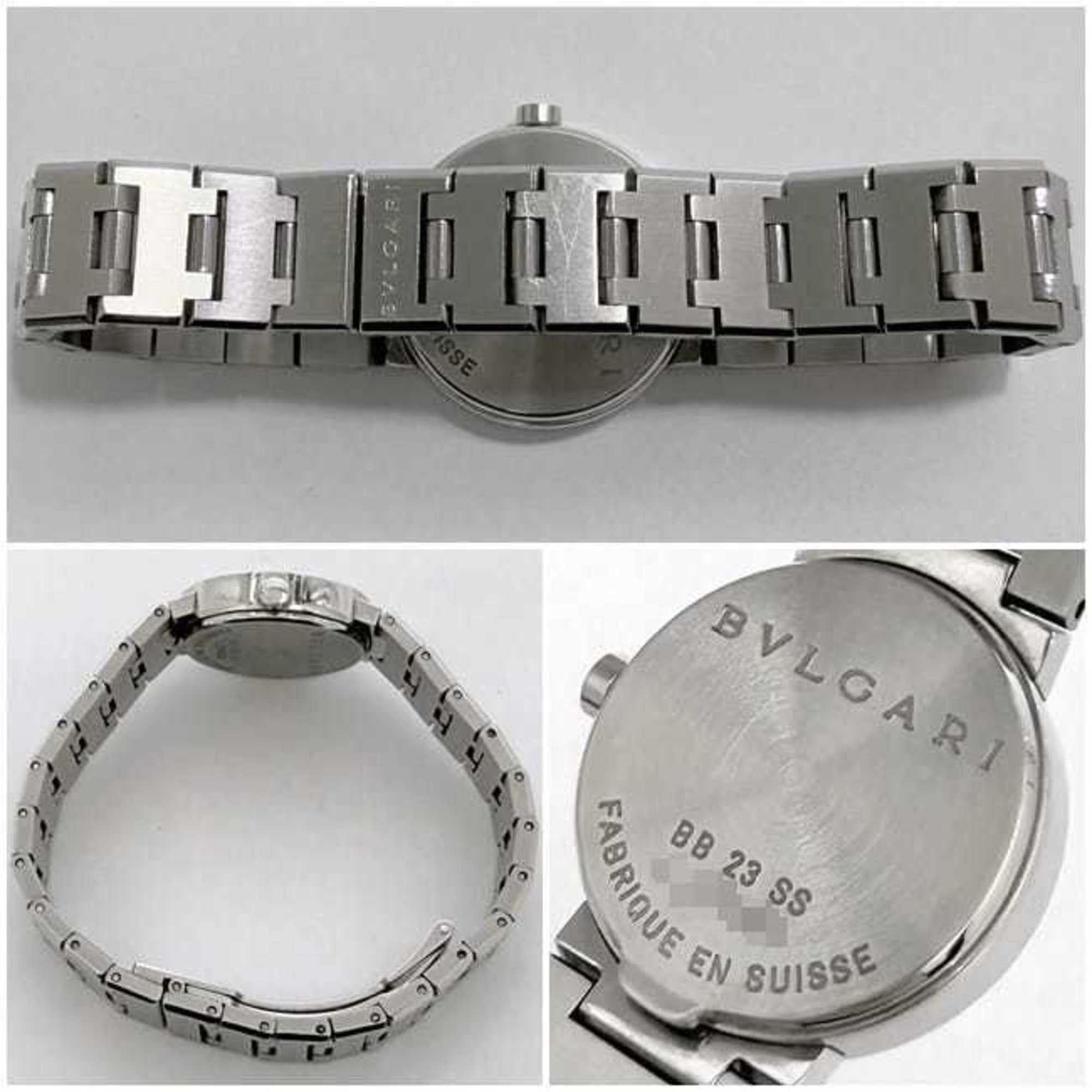 Bvlgari Watch f-21814 Black Silver BB23SS Ladies SS Quartz BVLGARI Dial Battery Operated — Very Good