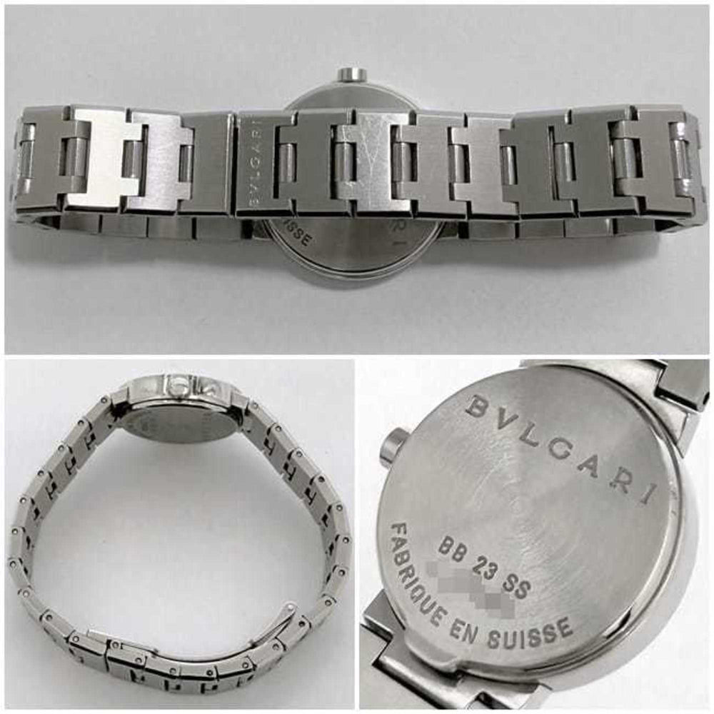 Bvlgari Watch f-21814 Black Silver BB23SS Ladies SS Quartz BVLGARI Dial Battery Operated — Very Good