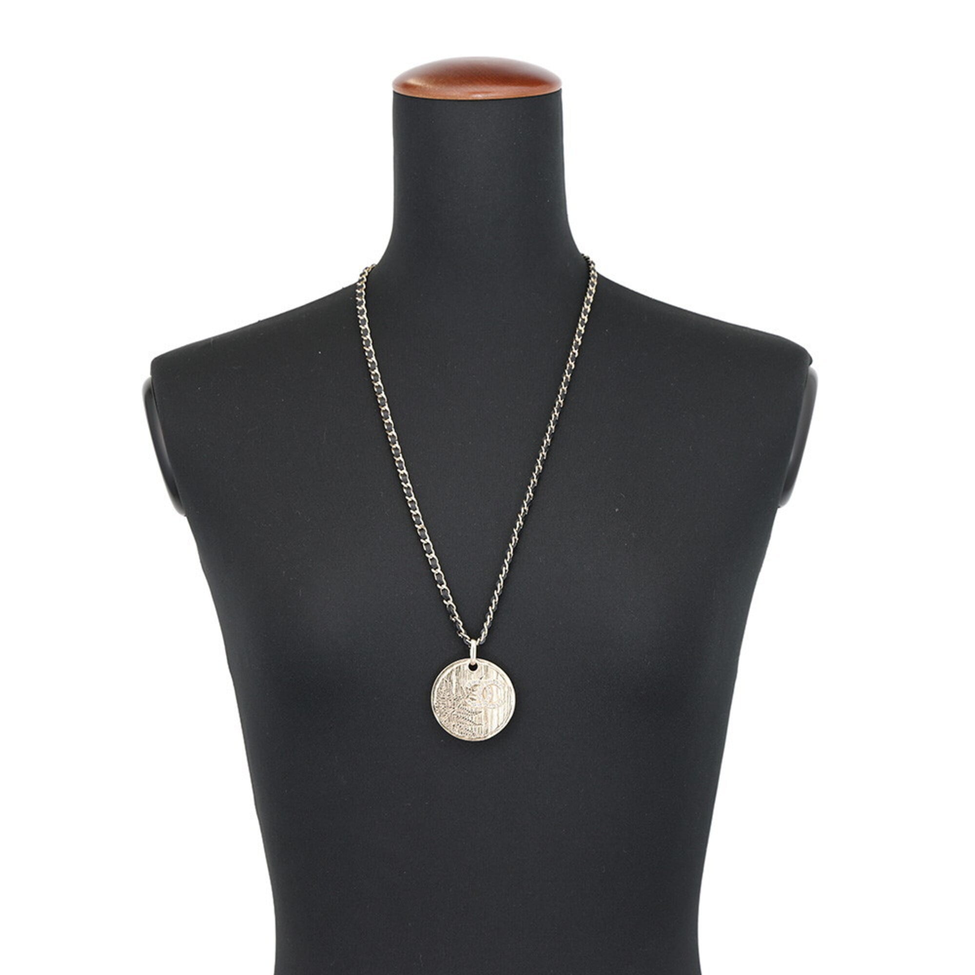 Chanel Necklace Coco Mark Rhinestone Round Coin A22 K CHANEL NECKLACE — Like New