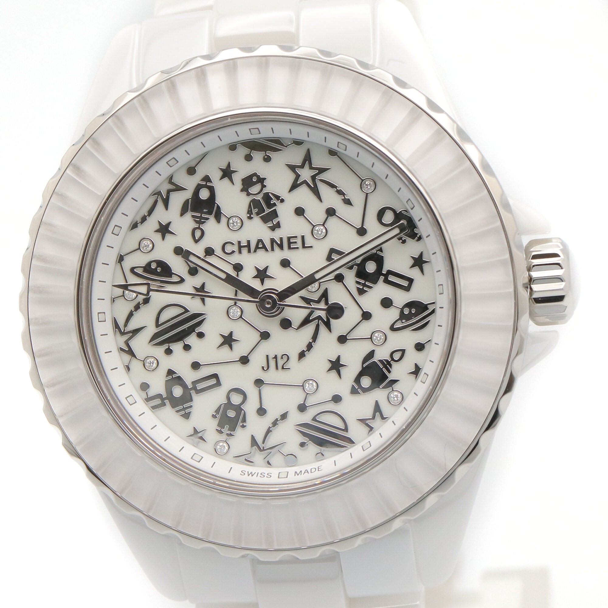 Chanel J12 Cosmic Ceramic Watch for Women, White (H7990) — Very Good