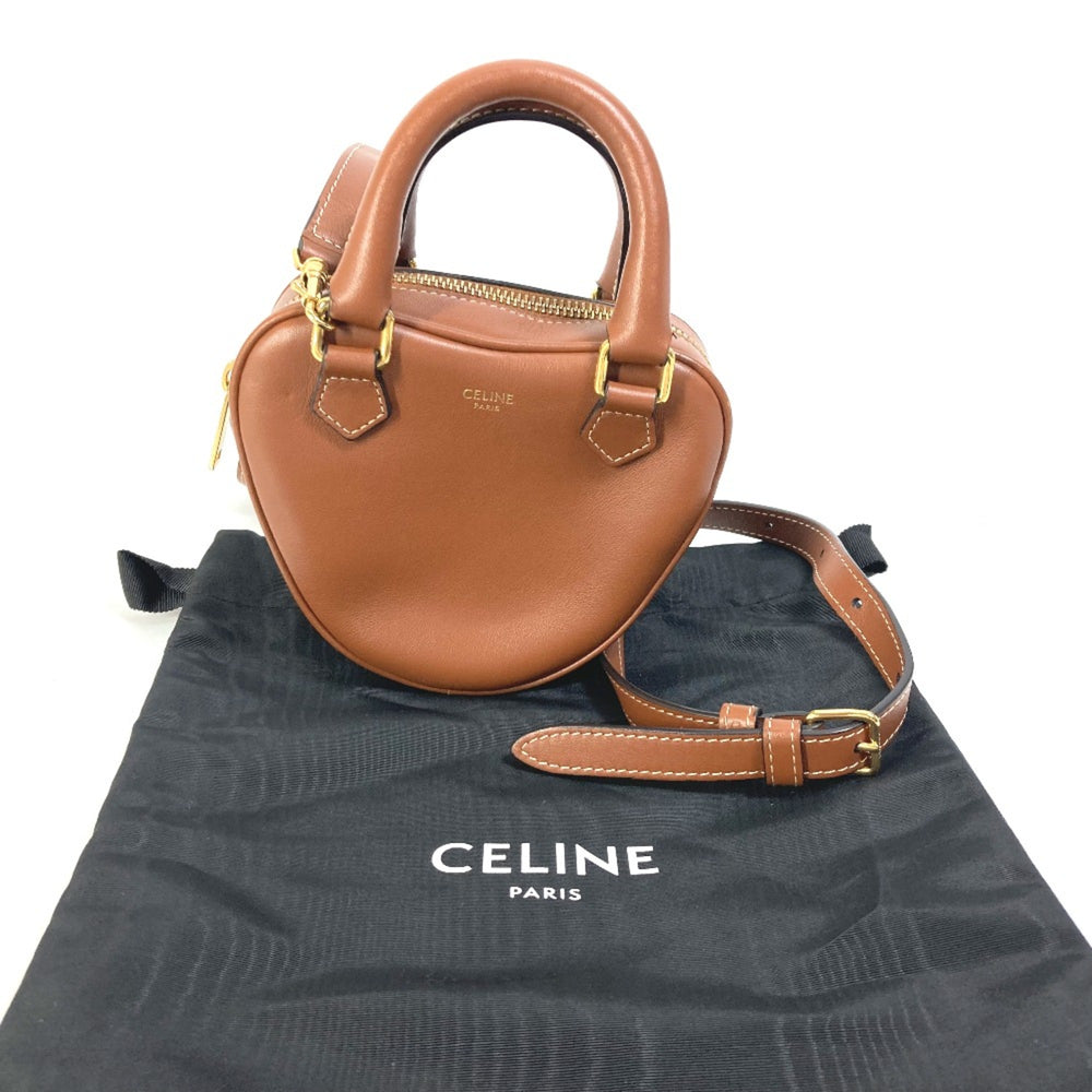 CELINE 2WAY Hand Bag Pochette Bag Crossbody Shoulder Bag Brown Gold — Like New