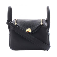 Hermes Lindy Mini Shoulder Bag/Handbag, Taurillon Clemence Leather, Women's, Black — New - Store Return
