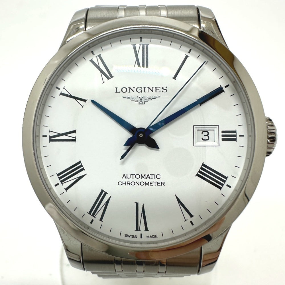 LONGINES L2.820.4.11.6 Watch, Record Chronometer, Automatic, Date, Stainless Steel, Men's, Silver — Very Good