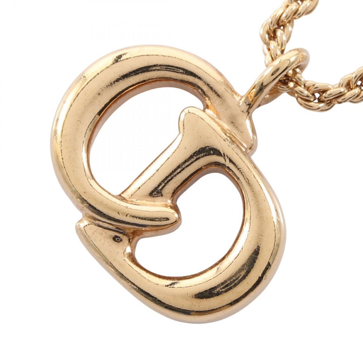 Christian Dior CD Logo Necklace, Gold Plated (GP), Women's, Tone