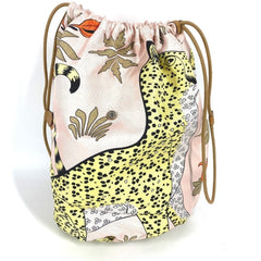HERMES Hermes Multi Pouch Musardine Drawstring Leopard Print Handbag Silk Women's Pink Like New — Like New