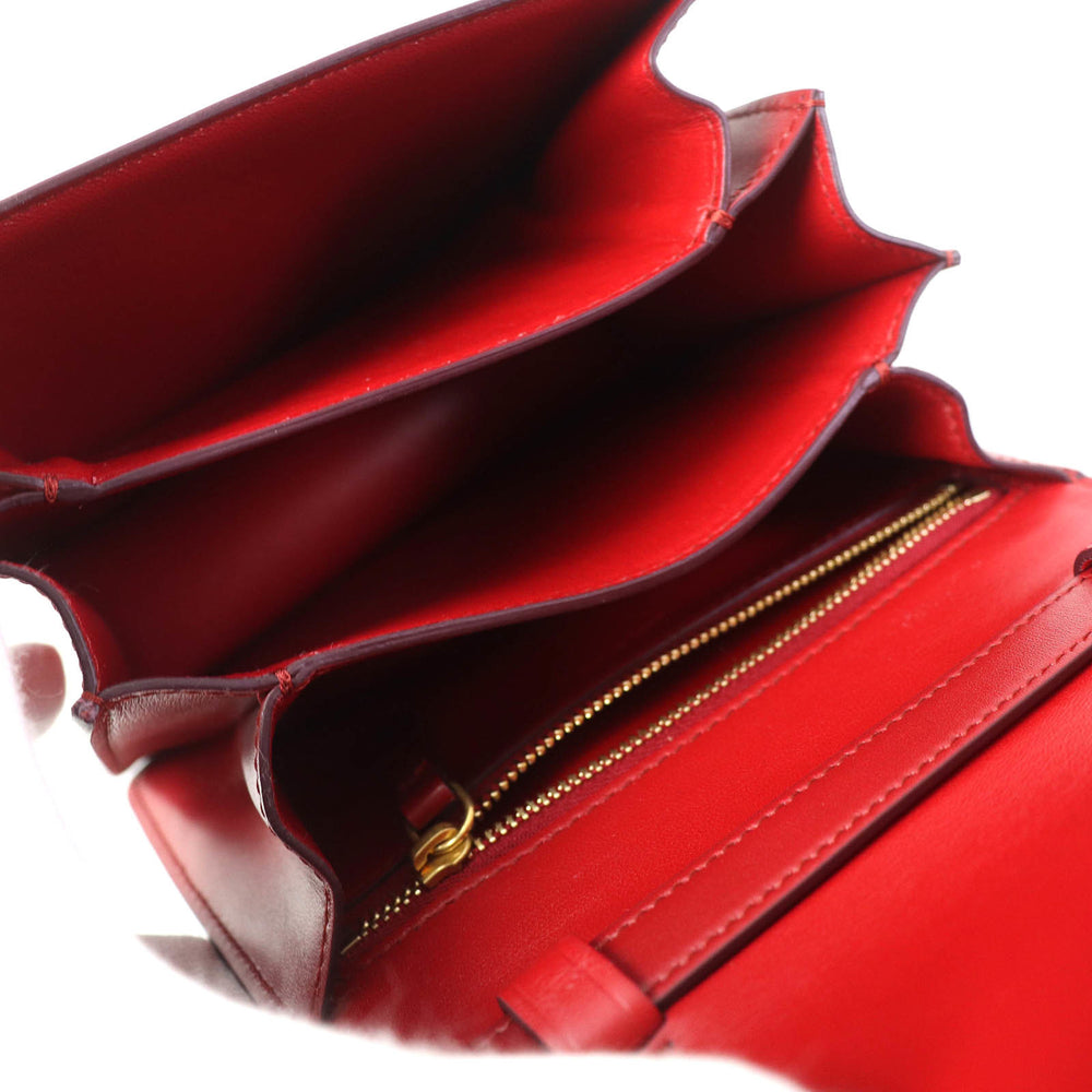 CELINE CLASSIC BOX Small (189183DLS) Classic Box Leather Shoulder Bag in Red with Gold Hardware and Dust Bag, Made Italy — Like New