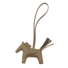 Hermes Rodeo PM Accessory Bag Charm, Agneau Milo, Etoupe, K Stamp — New - Store Return