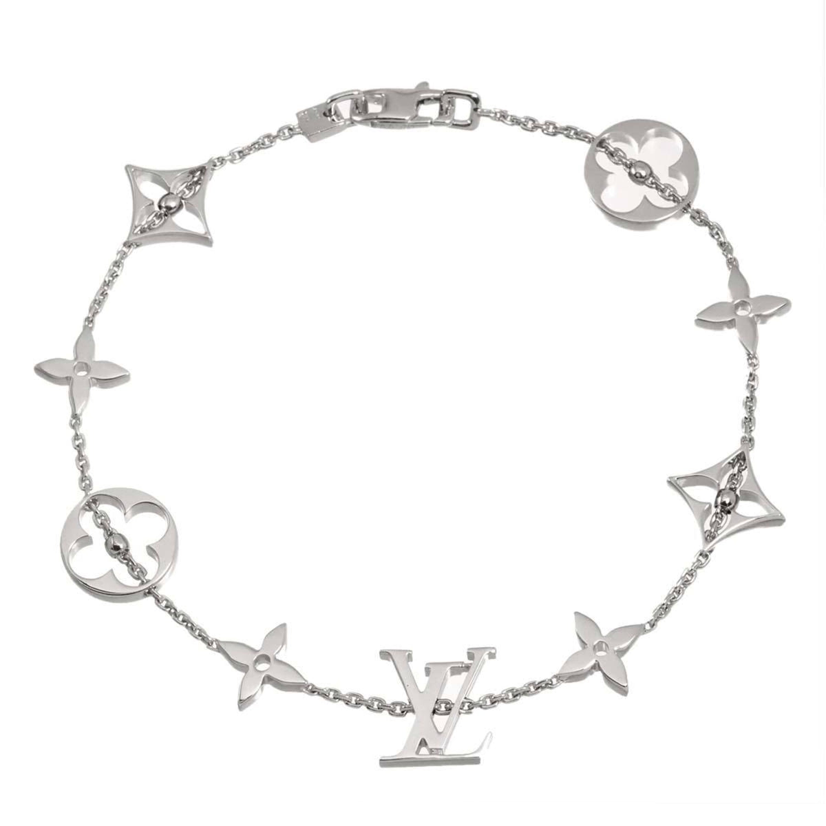 Louis Vuitton Monogram Bracelet, 19cm, 18K White Gold (750) — Like New