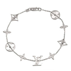 Louis Vuitton Monogram Bracelet, 19cm, 18K White Gold (750) — Like New
