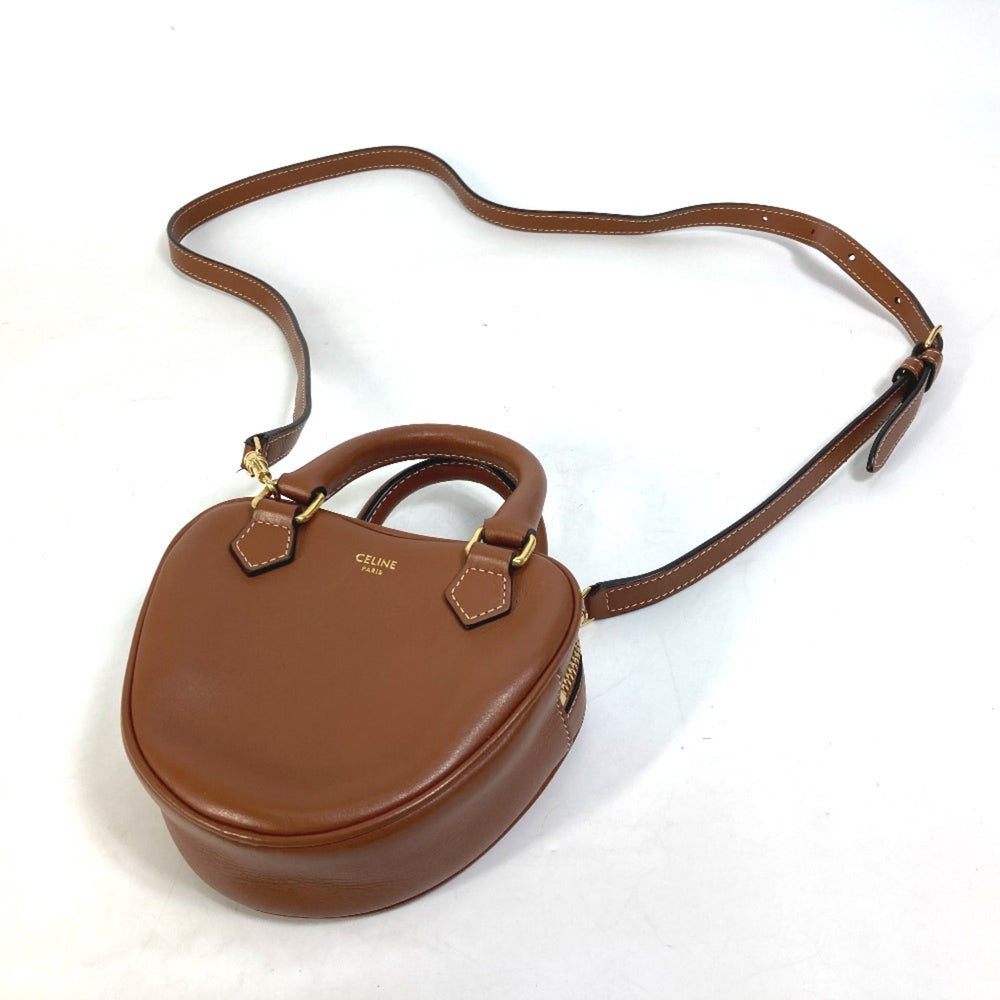 CELINE 2WAY Hand Bag Pochette Bag Crossbody Shoulder Bag Brown Gold — Like New
