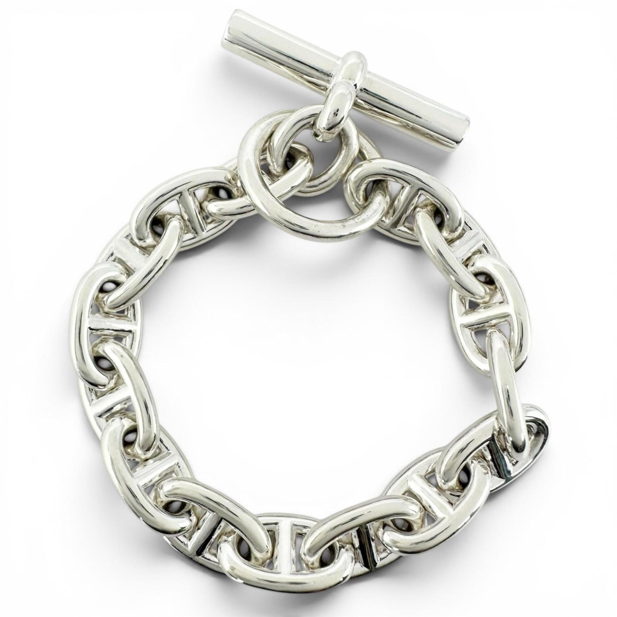 HERMES Chaine d'Ancre PM bracelet, AG925 15 links, silver, made in France, 2021 model, weight 34.15g, women's — Like New