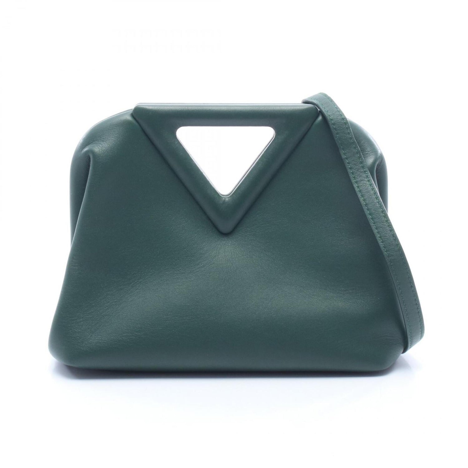 Bottega Veneta Small Point 2-Way Shoulder Bag/Handbag, Leather, Women's, Green, 658476