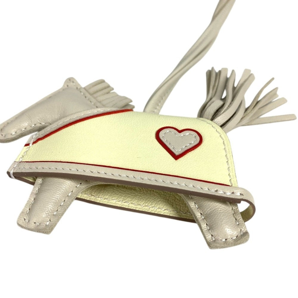 HERMES Hermes Horse Cheval Rodeo Robeo Coeur PM Heart Accessory Bag Charm Keychain Agneau Milo Men's Women's Clé Jaune Milton Rouge Ladue White Like New — New - Store Return