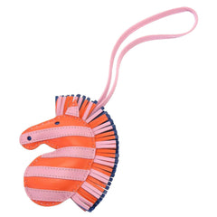 Unused Hermès GZ Savanna Z Stamp (2021) Annieu Milo Keychain Bag Charm Orange Poppy Mauve Sylvestre Blue France 0084 HERMES — Like New