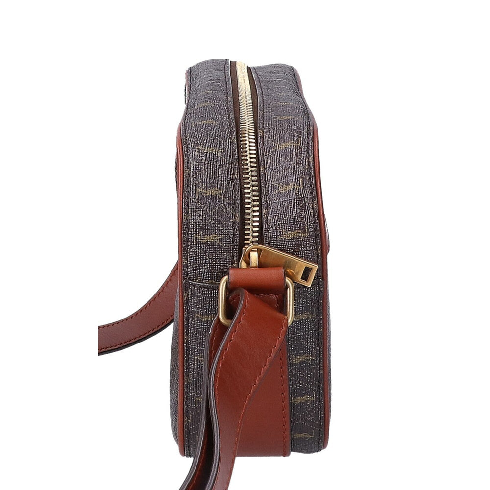 Yves Saint Laurent SAINT LAURENT PARIS 669957 Le Monogram Coated Canvas x Smooth Calf Camera Bag Shoulder Dark Brown Gold Hardware Women's — Like New