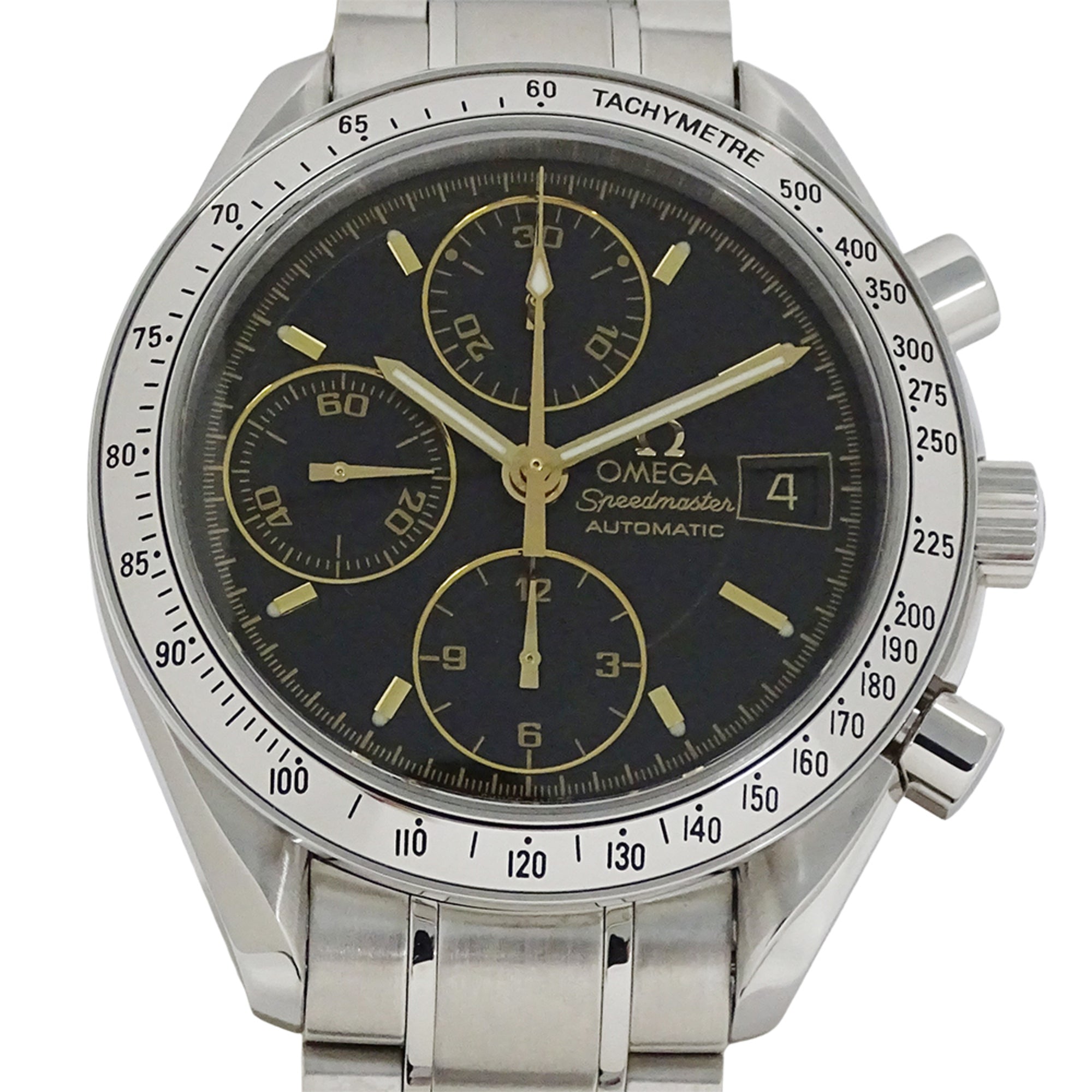 Omega Speedmaster Date 3513.54 Men's Watch, Brand Name, Chronograph, Automatic, Stainless Steel (SS), Silver, Black — Good