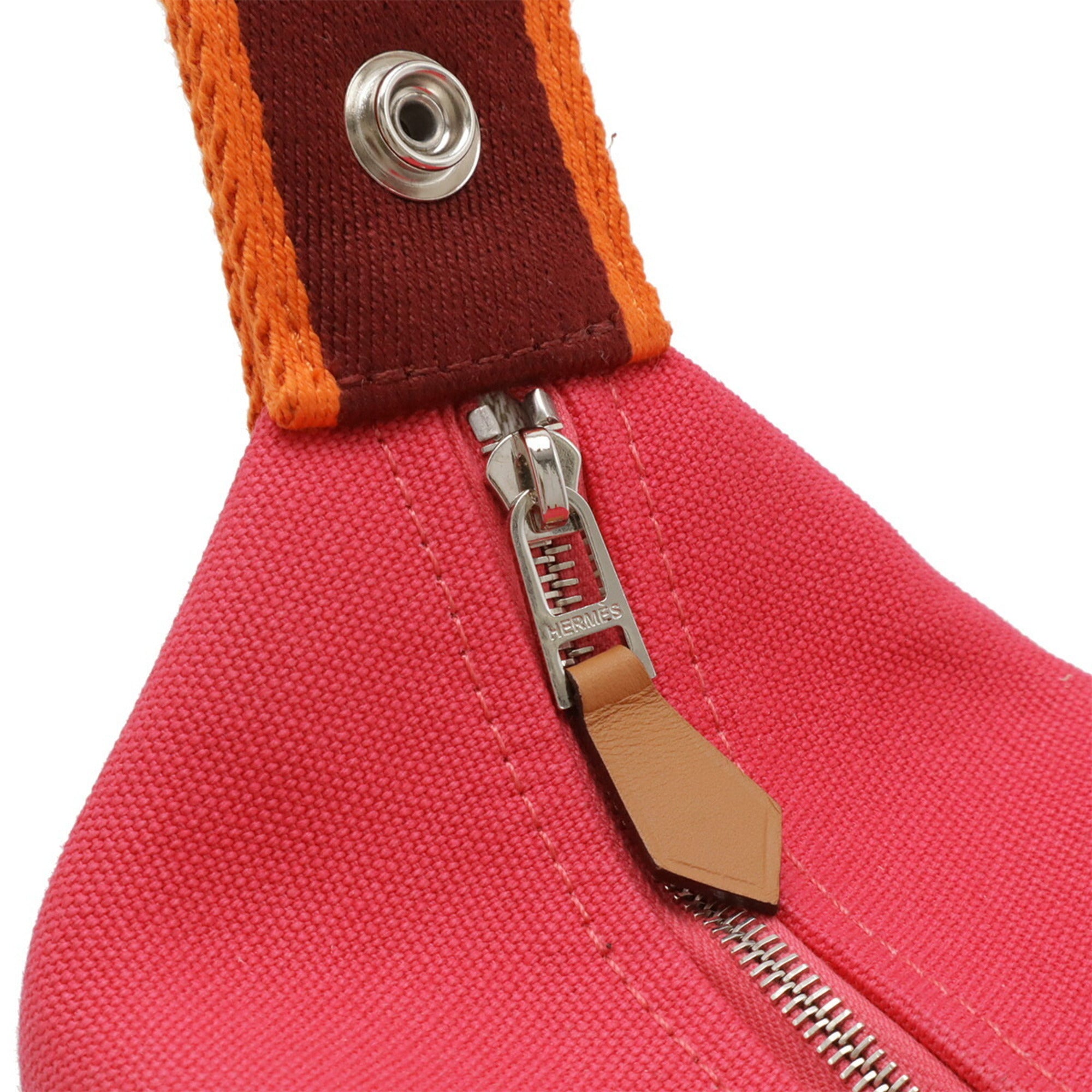 HERMES Bride à Black PM Bus Pouch Handbag Canvas Hibiscus Pink H104222M — New - Store Return