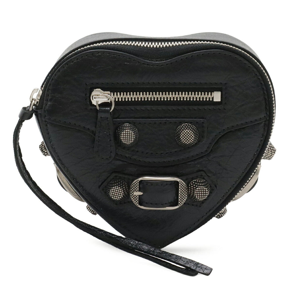 BALENCIAGA Le Cagole Heart Pouch Multi Box Leather Black 771674 — New - Store Return