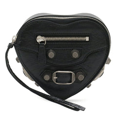 BALENCIAGA Le Cagole Heart Pouch Multi Box Leather Black 771674 — New - Store Return