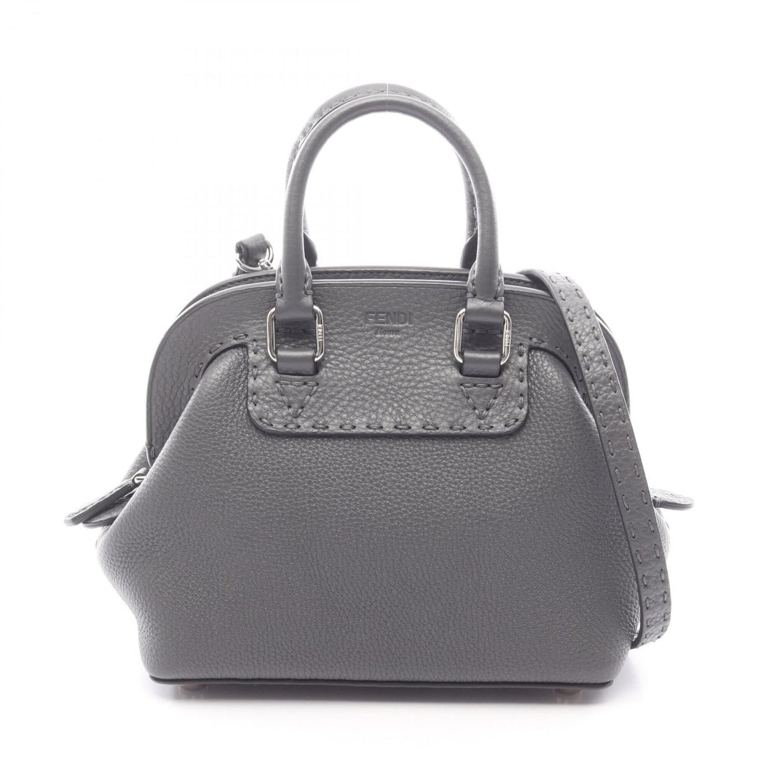 Fendi Selleria Mini Adele 2-Way Handbag, Leather, Women's, Gray (8BN258)