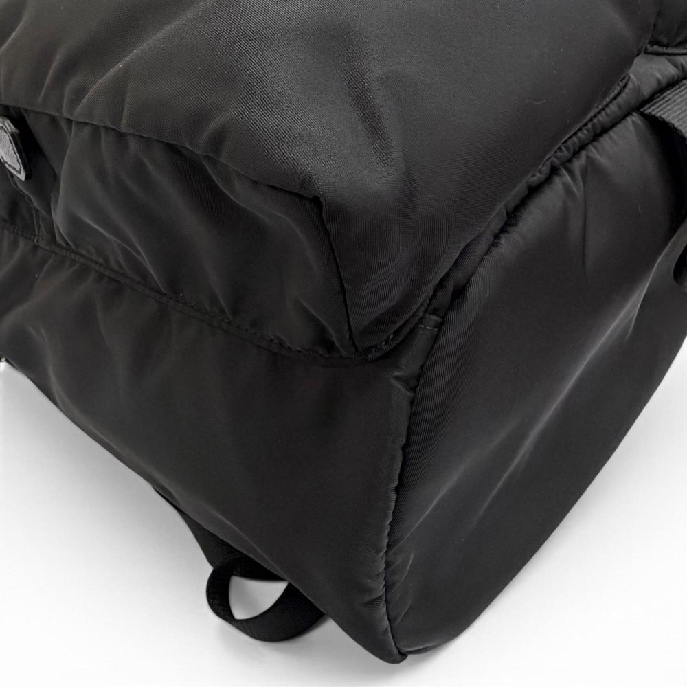 PRADA 2VZ019 Triangle Logo Re-Nylon Leather Backpack Daypack Black Made in Italy Men's with Dust Bag — Like New
