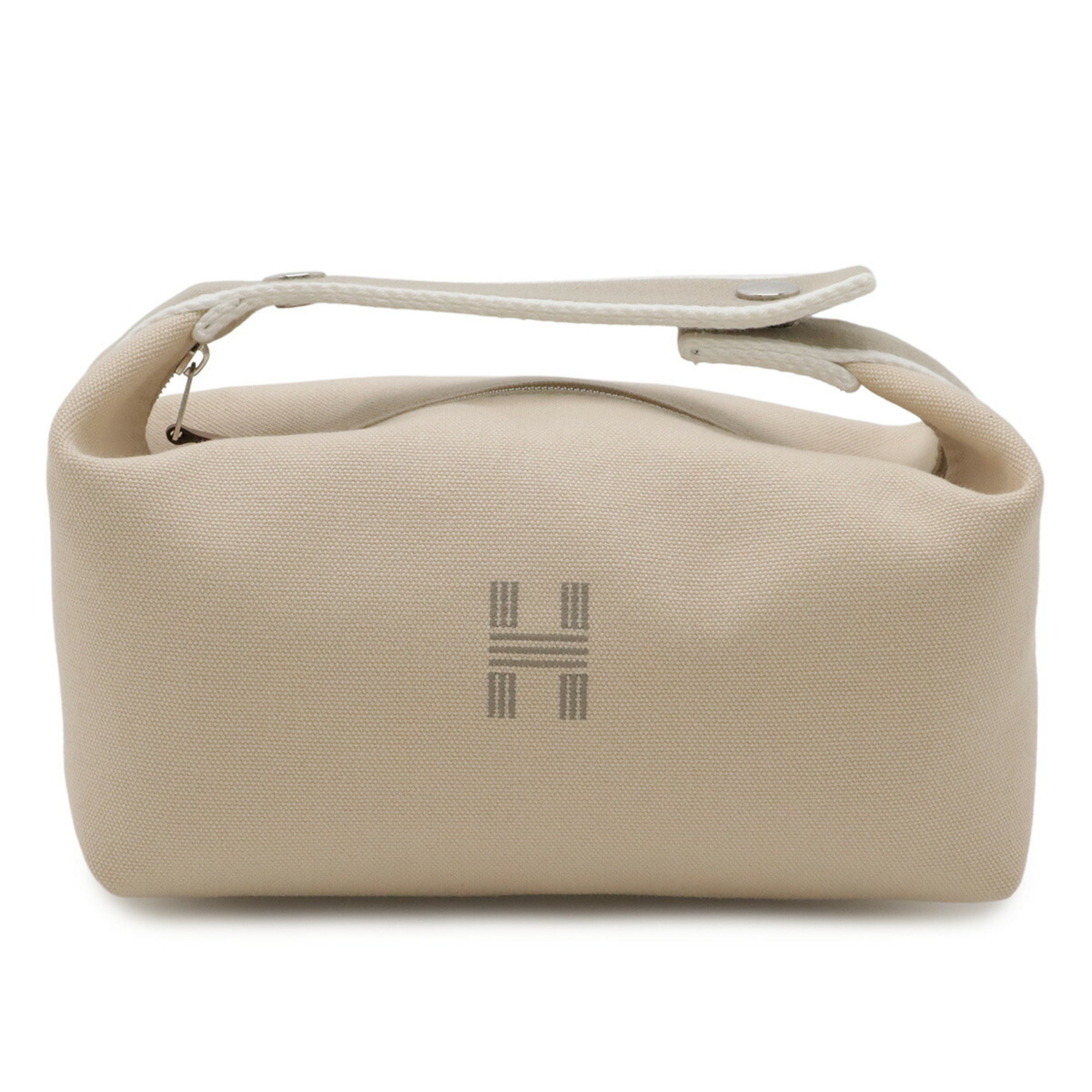 HERMES Bride à Black PM Bathroom Pouch/Handbag, Canvas, Natural Beige, H104223M — New - Store Return