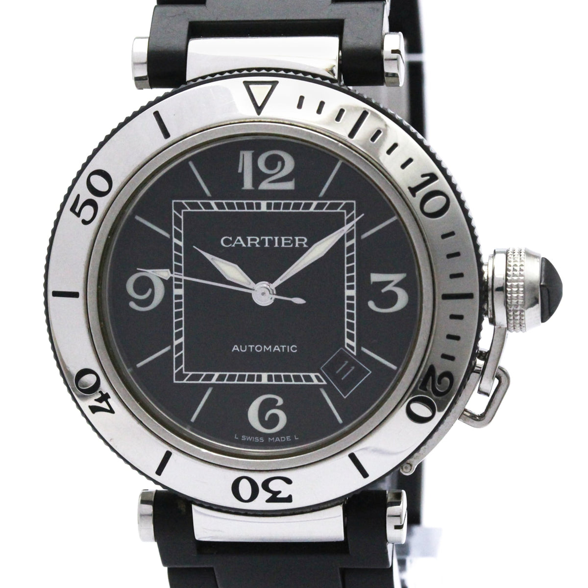 CARTIER Pasha Seatimer Steel Automatic Mens Watch W31077U2 Polished — Very Good