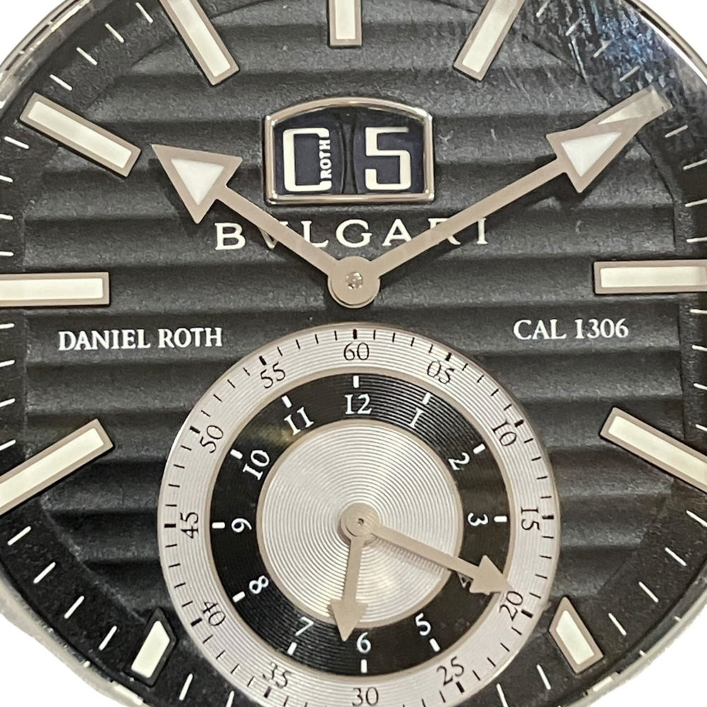 Bulgari Daniel Roth Chronosprint Watch, Total Weight 147.3g, Stainless Steel, Genuine Leather Strap, Quartz Movement, Black Dial, BRE56BSLDCHS — Very Good