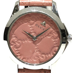 Gucci GUCCI G-Timeless Watch Bee Total weight 55.9g Stainless steel Genuine leather Quartz Pink dial 126.4 — Good