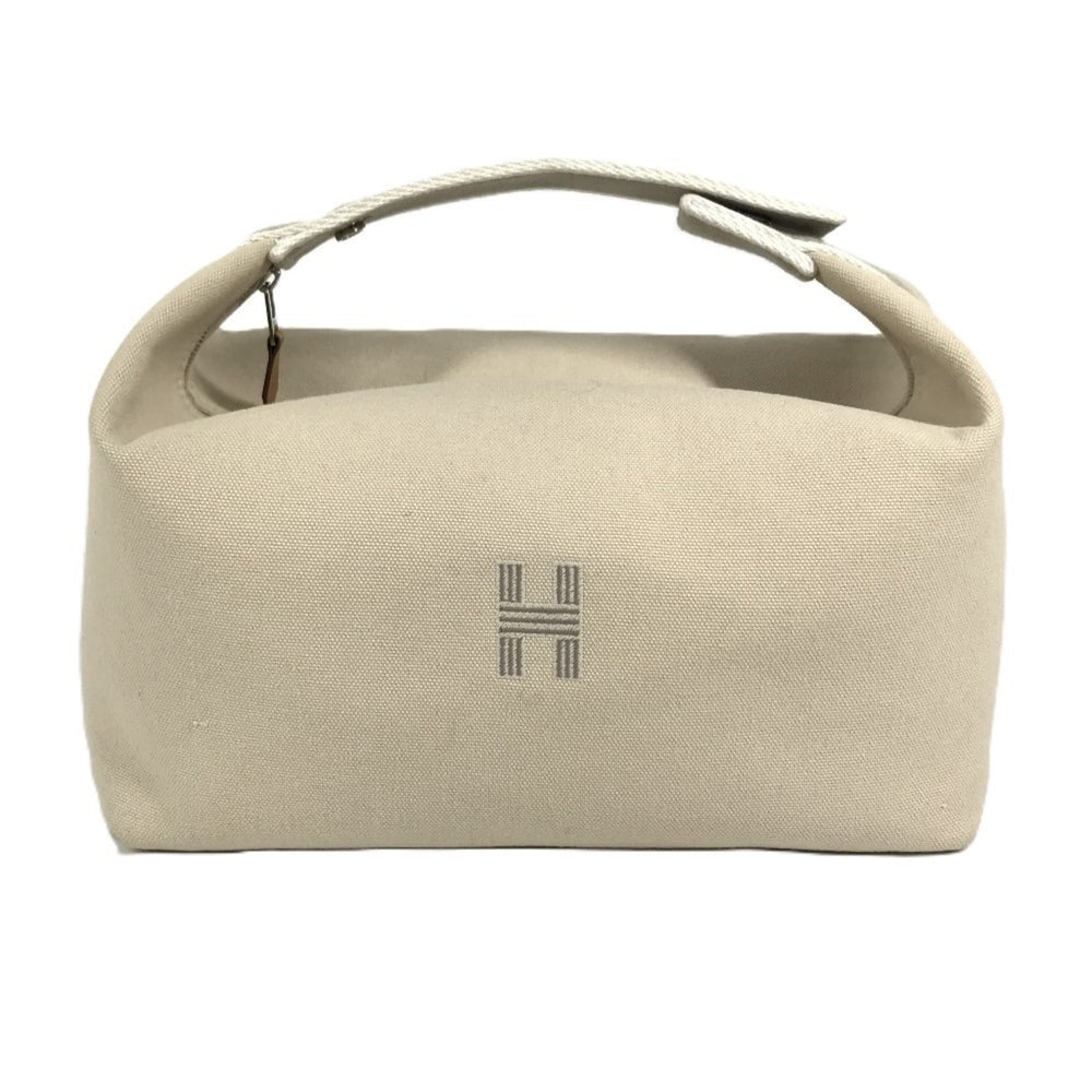 HERMES Brid a Black GM Bag, Pouch, Vanity Bag with H Logo, Cotton Handbag, Men's/Women's, Beige — Like New