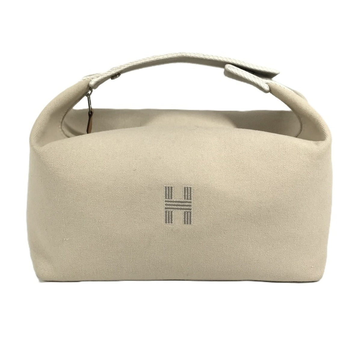 HERMES Brid a Black GM Bag, Pouch, Vanity Bag with H Logo, Cotton Handbag, Men's/Women's, Beige — Like New