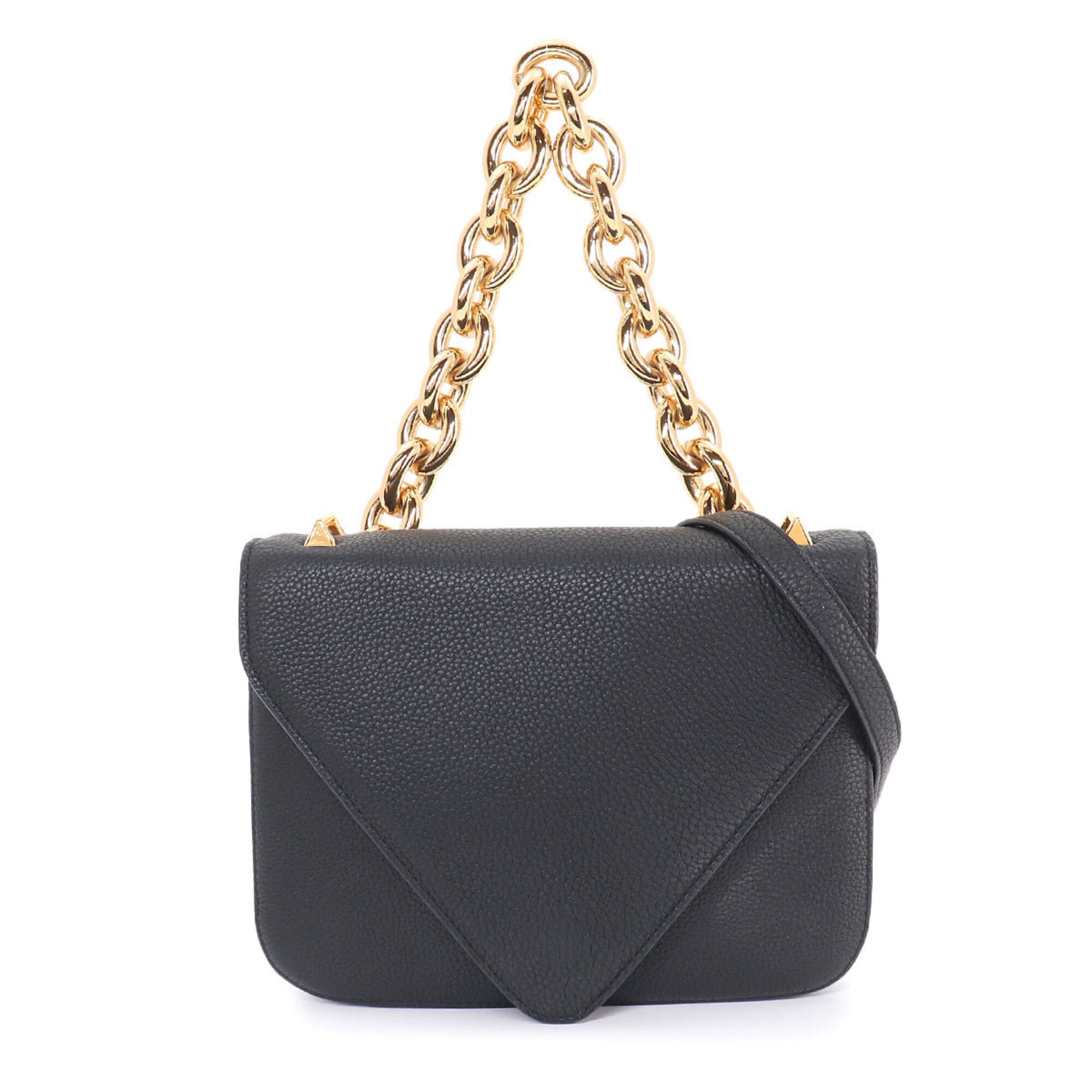 Bottega Veneta Mount 2-way Chain Hand/Shoulder Handbag, Leather, Black, 667399, Gold Hardware — Like New