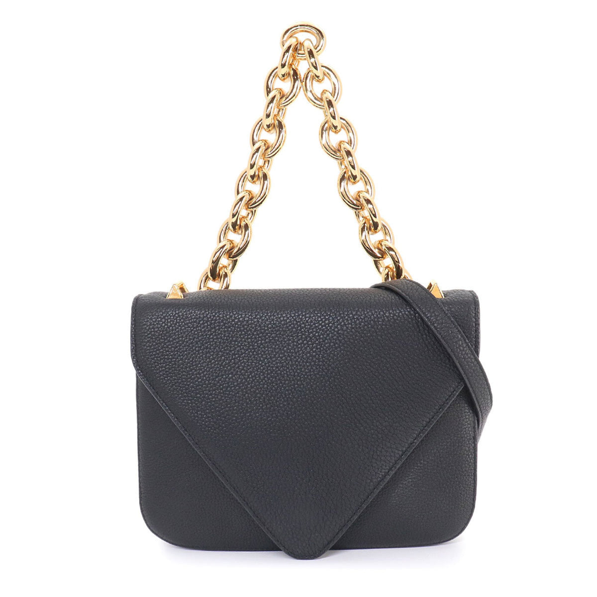Bottega Veneta Mount 2-way Chain Hand/Shoulder Handbag, Leather, Black, 667399, Gold Hardware — Like New