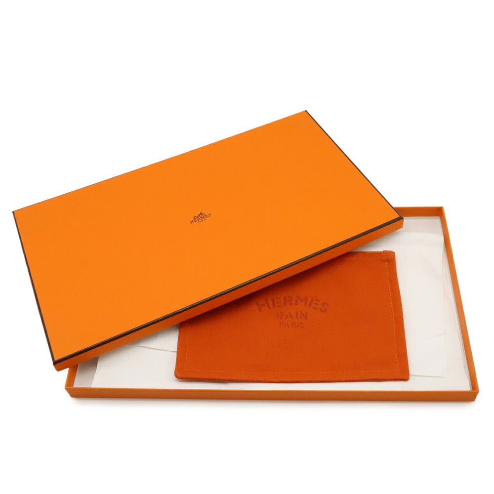 HERMES New Yachting PM Flat Pouch Handbag Canvas Leather Orange — Like New