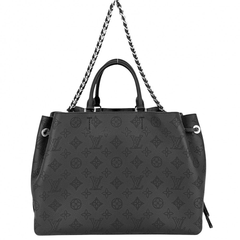 Louis Vuitton Women's Monogram Mahina Bella Tote Handbag Shoulder Bag Crossbody Black LOUIS VUITTON M59200 Noir Silver Hardware — Like New