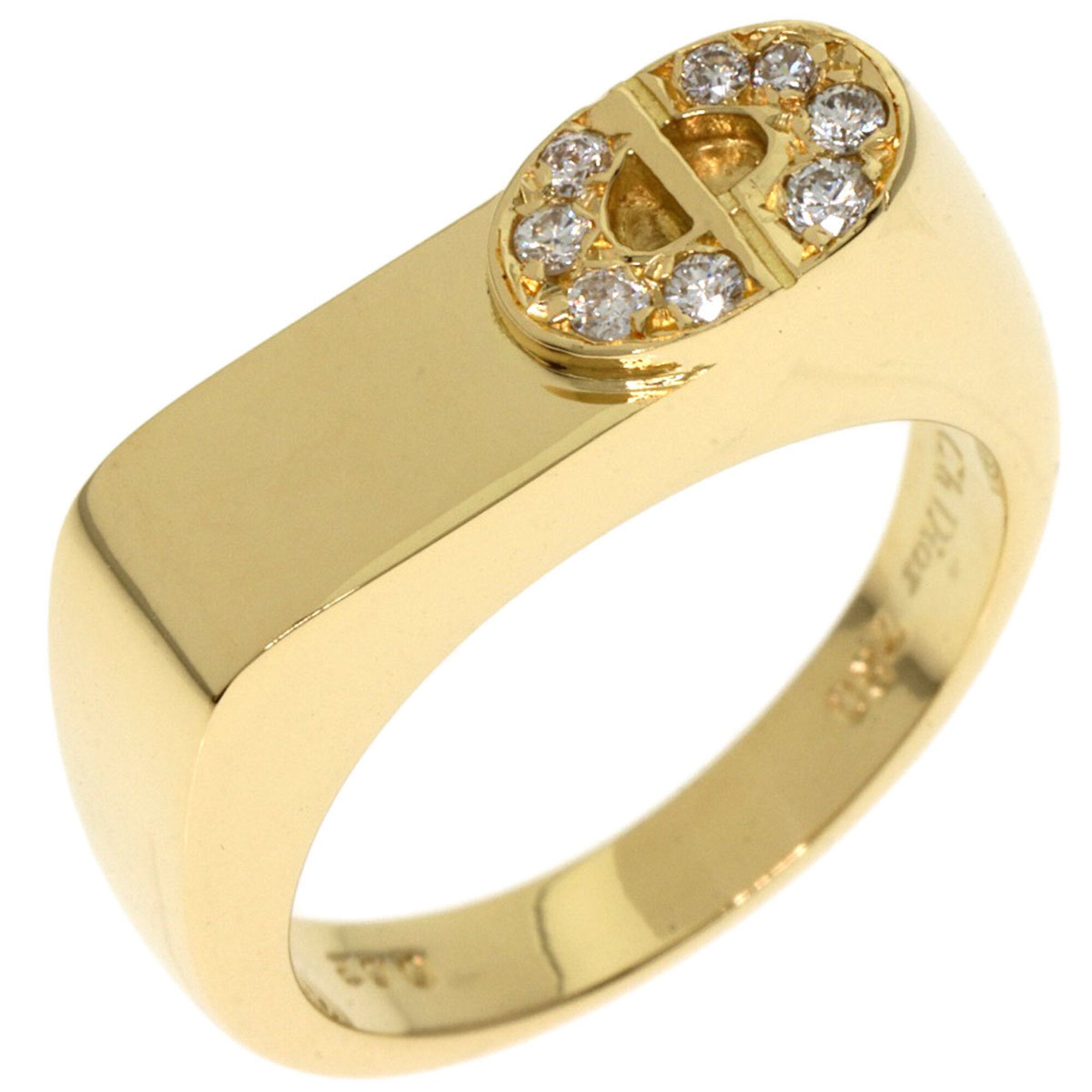 Christian Dior Dior CD Logo Diamond Ring, 18K Yellow Gold, Women's — Like New