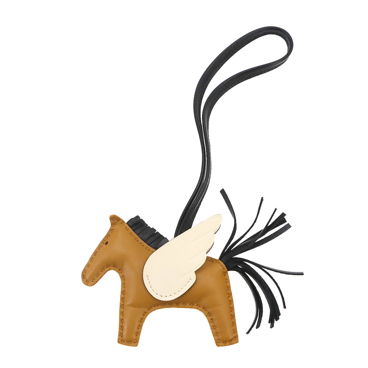 Hermes Rodeo Pegasus PM Accessory Bag Charm, Agneau Milo Swift Leather, Sesame Black, Nata Stamp, Z Stamp — New - Store Return