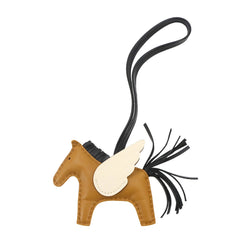 Hermes Rodeo Pegasus PM Accessory Bag Charm, Agneau Milo Swift Leather, Sesame Black, Nata Stamp, Z Stamp — New - Store Return