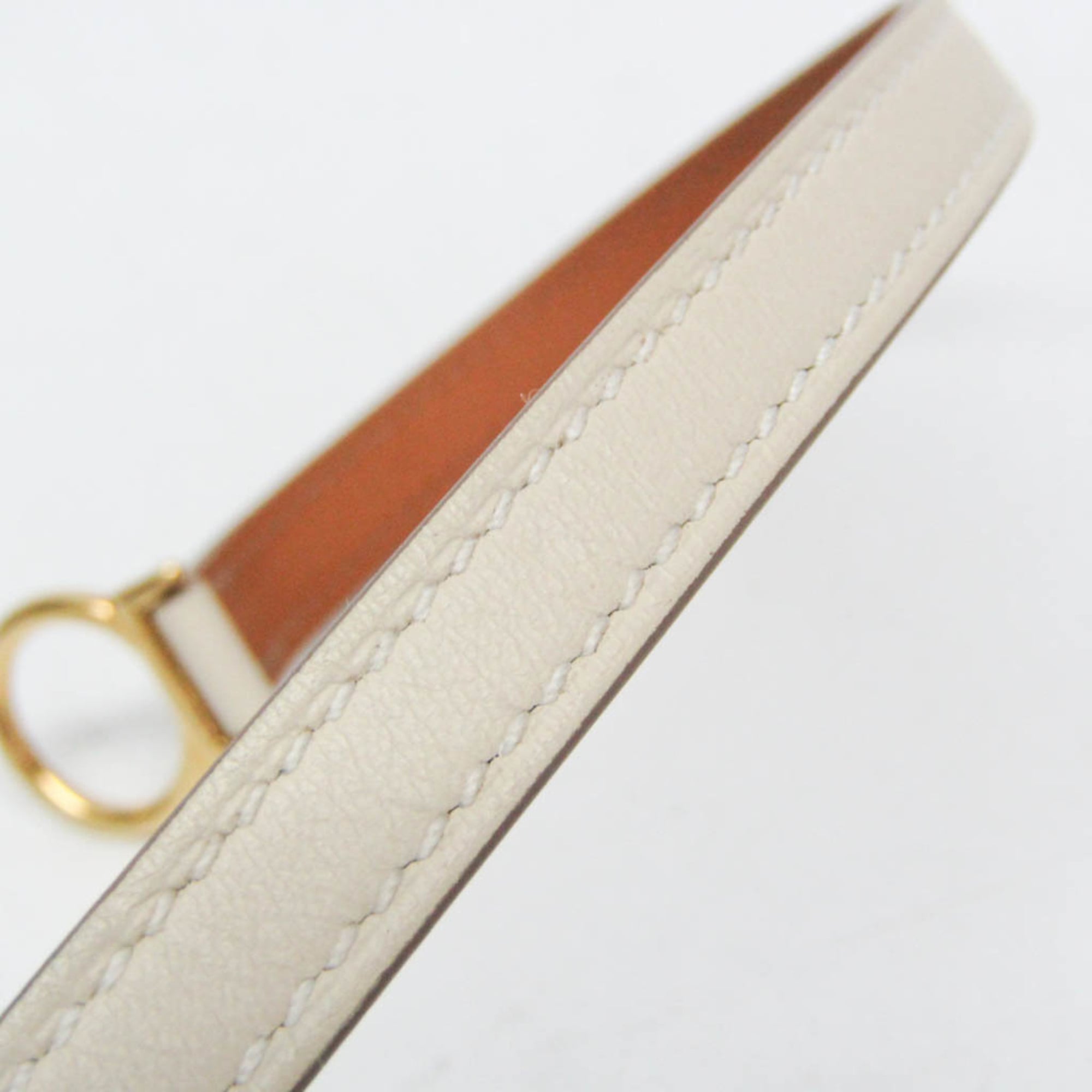 Hermes Croisière Double Tour Metal,Swift Leather Wrap Bracelet Off-white,Yellow Gold — Like New