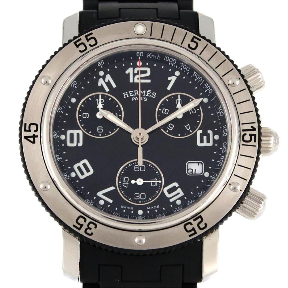 Hermes Clipper Diver Chronograph CL2.915 Stainless Steel x Rubber Quartz Watch — Good