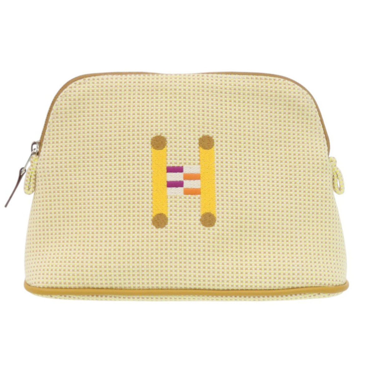 Like new Hermès Bolide Pouch 20 PM Crazy H Cotton Citron Ochre with Silver Hardware Bag 1436HERMES — Like New