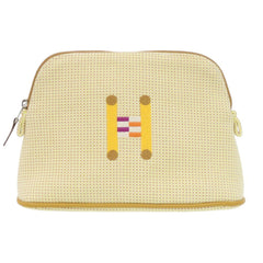 Like new Hermès Bolide Pouch 20 PM Crazy H Cotton Citron Ochre with Silver Hardware Bag 1436HERMES — Like New