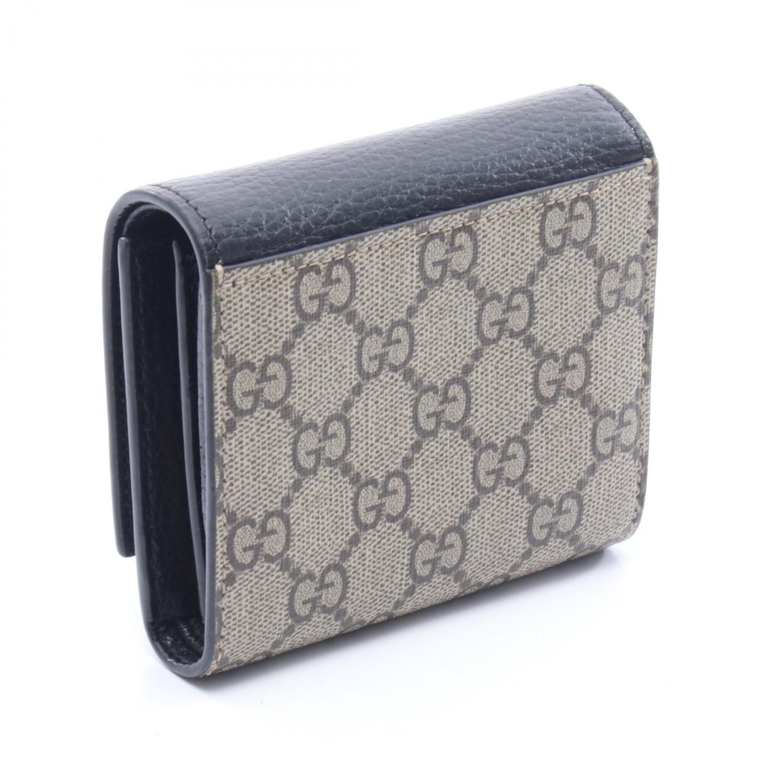 Gucci GG Marmont Bi-fold Wallet, Leather and Coated Canvas, Women's, Beige, Brown, Black, 598587
