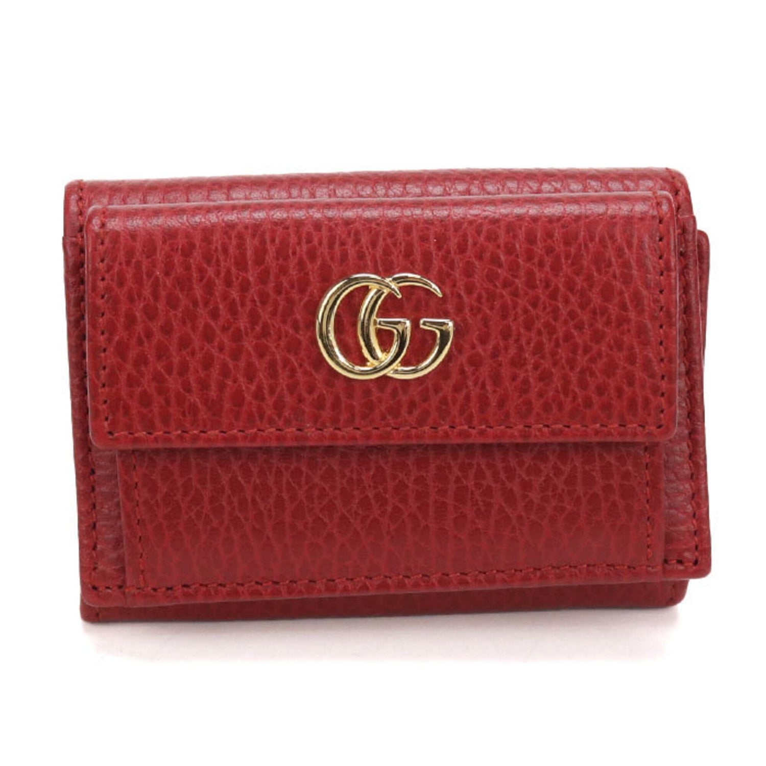 GUCCI Tri-fold Wallet with Coin Pocket 523277 Compact GG Marmont Women's Red