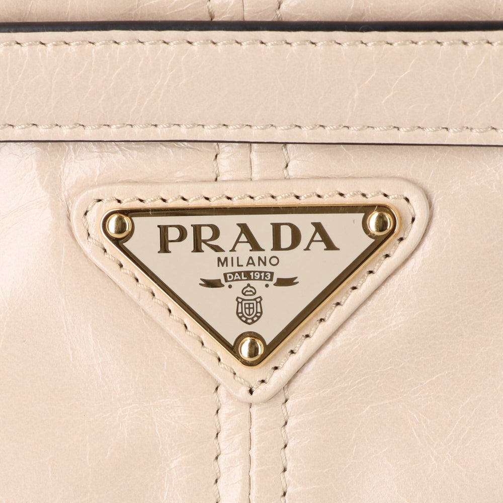 PRADA 1BA439 Bonnie Extra Large Nappa Leather Handbag with Strap - Travertine Women's — Like New